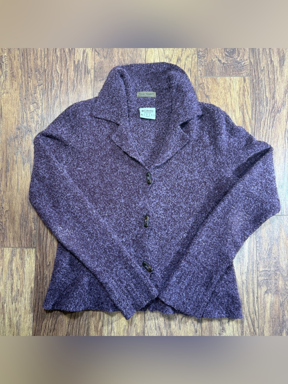 Vintage Columbia River Resort Wool Blend Bouclé Cardigan Sweater Women’s Small